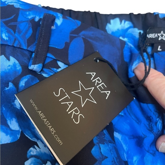 Area Stars NWT Hannah Blue Flared Pants with Floral Pattern Wide Leg Size L - Picture 7 of 8
